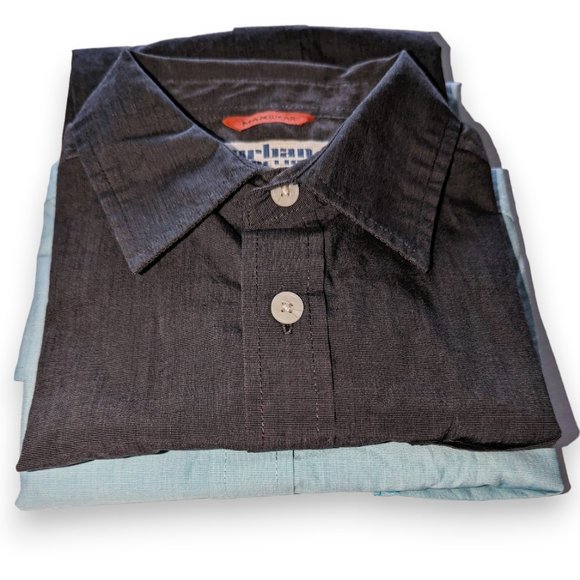 2 Urban Pipeline Max Boys Button Sh Sleeve Shirts New Black Gray Virdian Green M - Picture 1 of 10